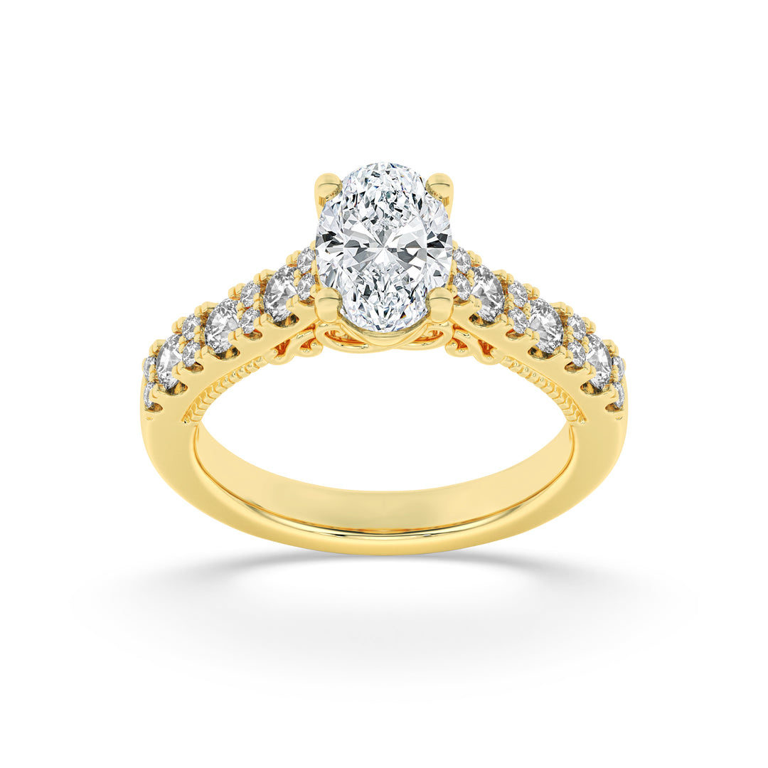 14K White Gold 2ct Lab Oval Diamond Vintage Ring