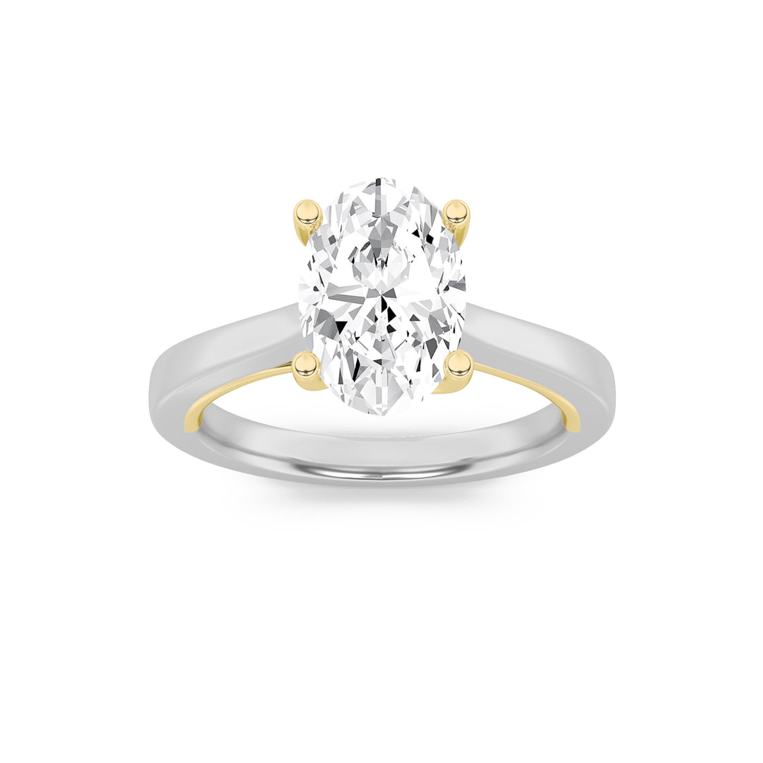 14K WY Lab Diamond Oval Solitaire Ring 2ct