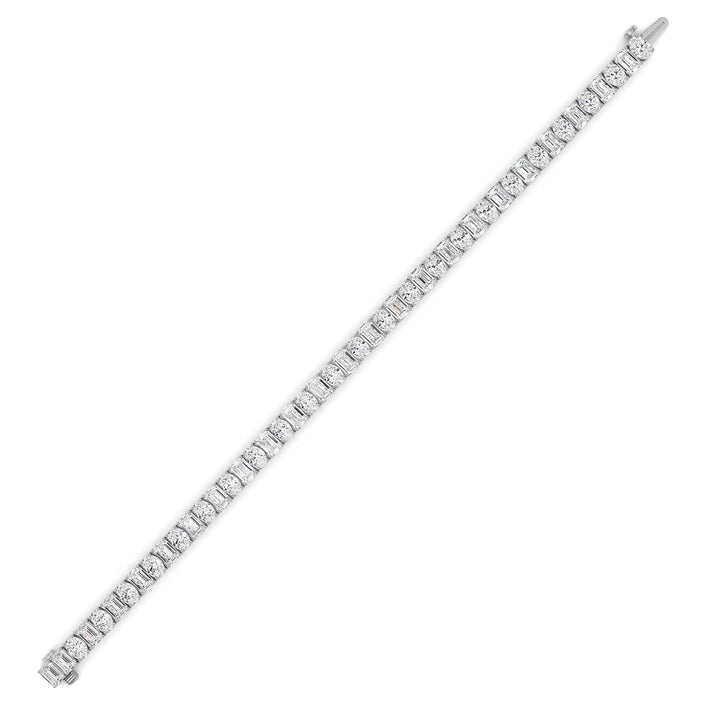15CTW Emerald Shaped Lab Grown Diamond (F/VS) Bracelet in 14K White Gold