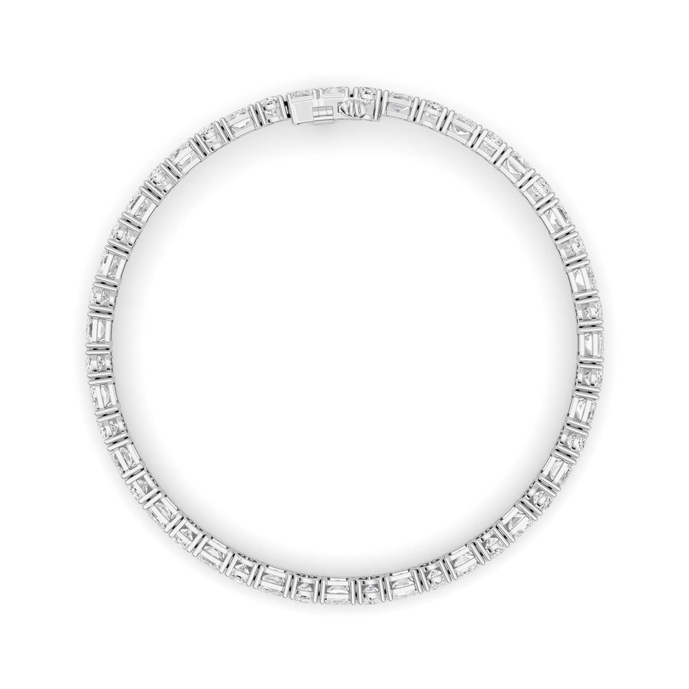 15CTW Emerald Shaped Lab Grown Diamond (F/VS) Bracelet in 14K White Gold