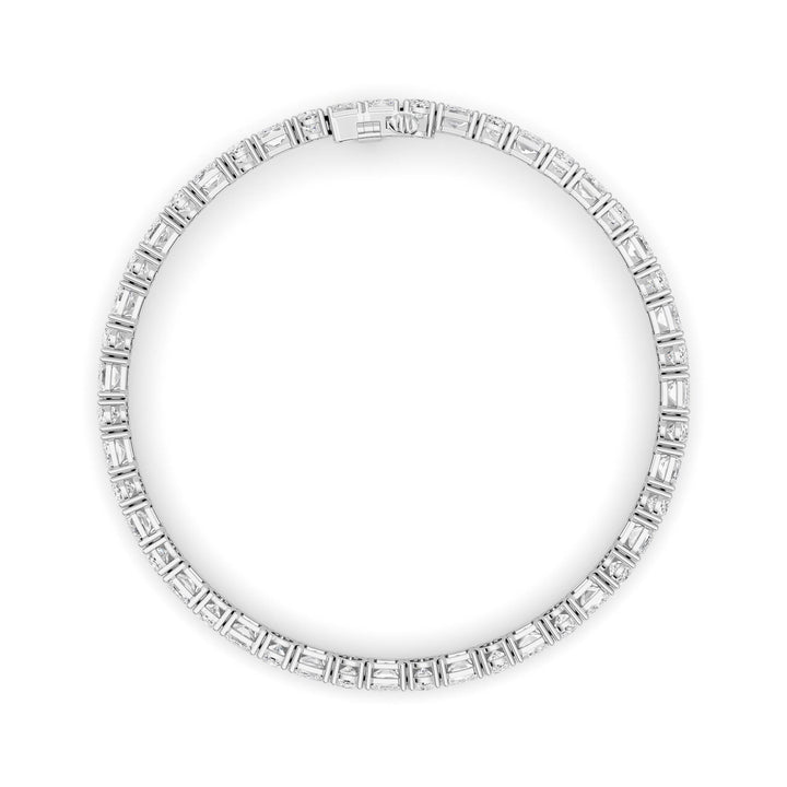 15CTW Emerald Shaped Lab Grown Diamond (F/VS) Bracelet in 14K White Gold