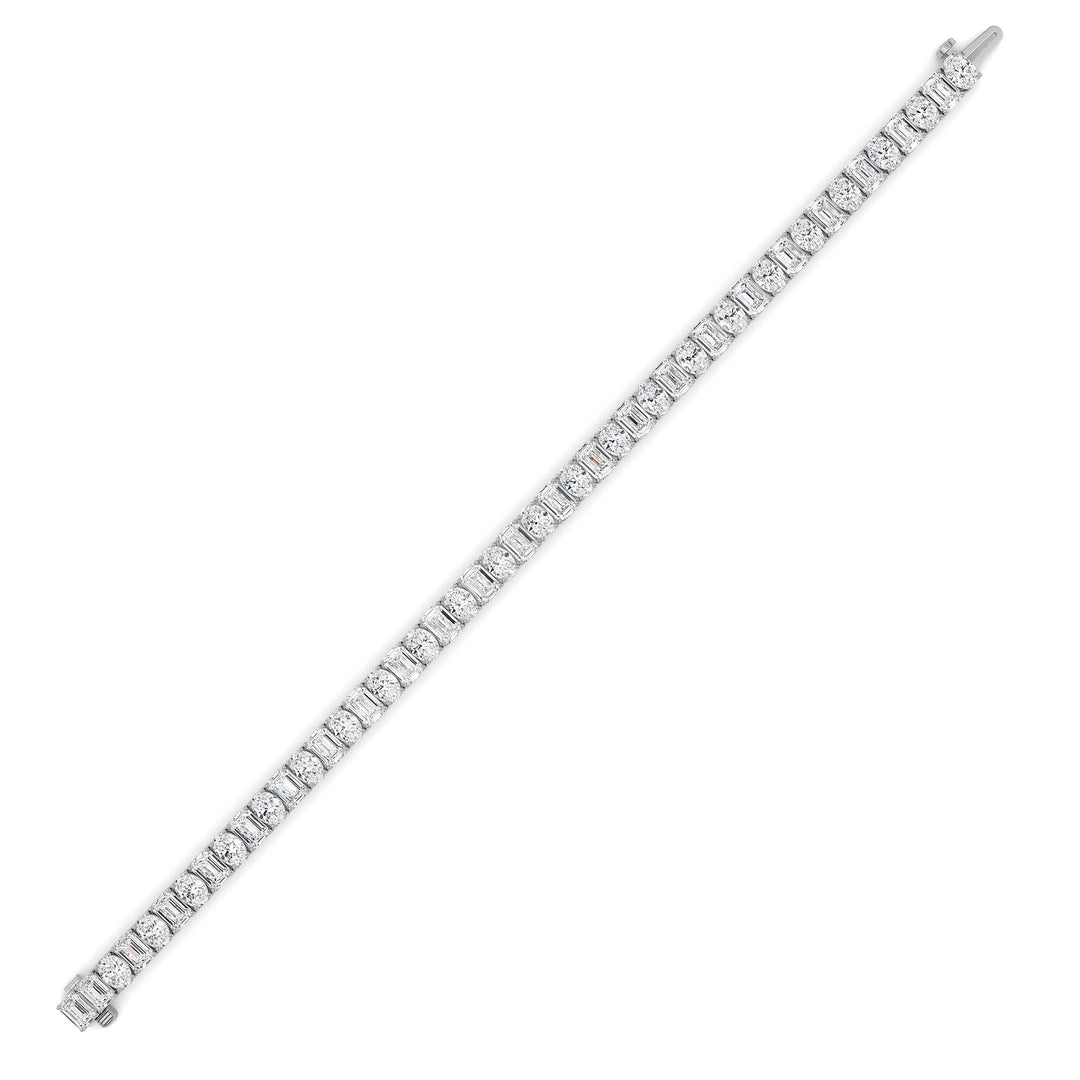 15CTW Emerald Shaped Lab Grown Diamond (F/VS) Bracelet in 14K White Gold
