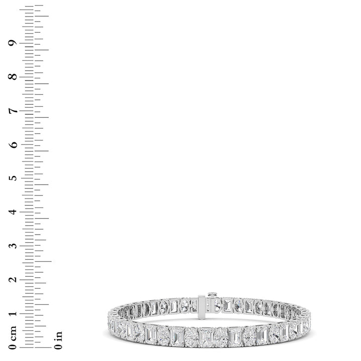 15CTW Emerald Shaped Lab Grown Diamond (F/VS) Bracelet in 14K White Gold