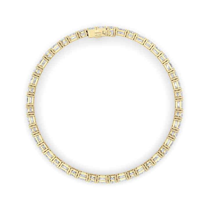 15CTW Emerald Shaped Lab Grown Diamond (F/VS) Bracelet in 14K Yellow Gold