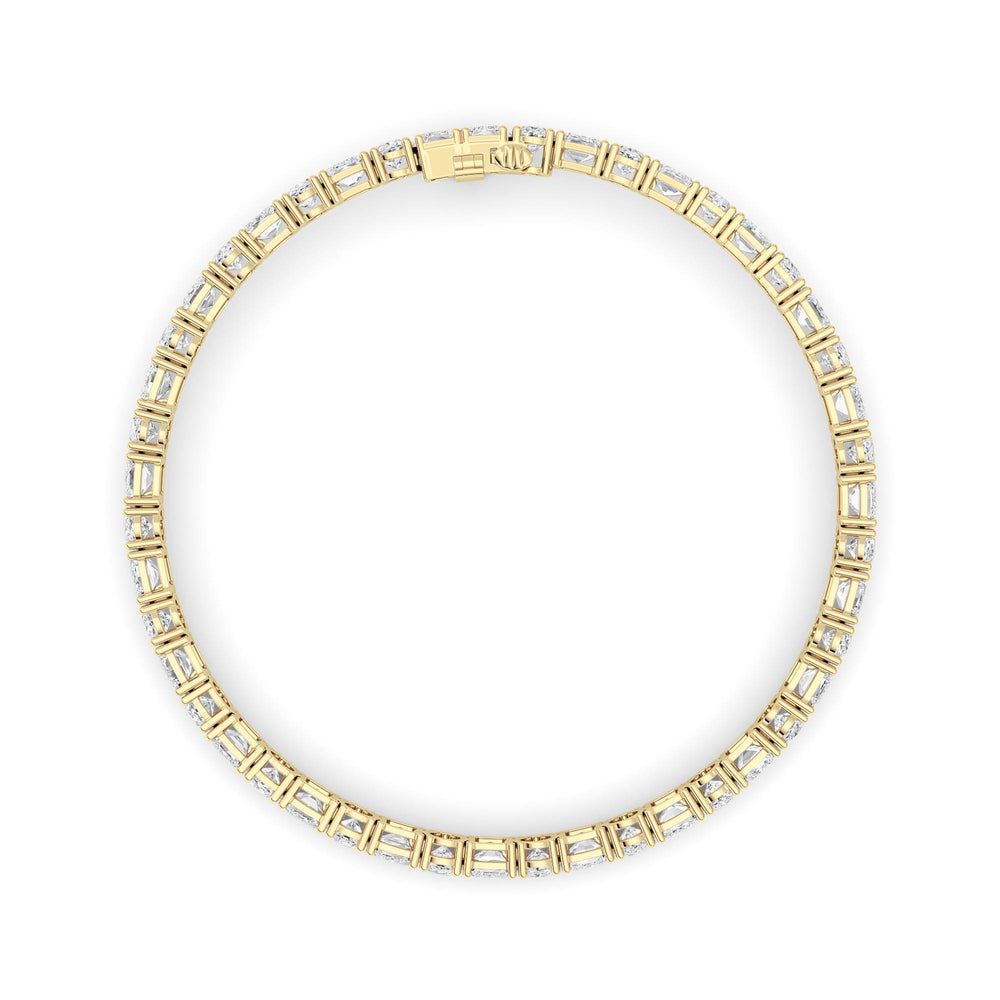 15CTW Emerald Shaped Lab Grown Diamond (F/VS) Bracelet in 14K Yellow Gold