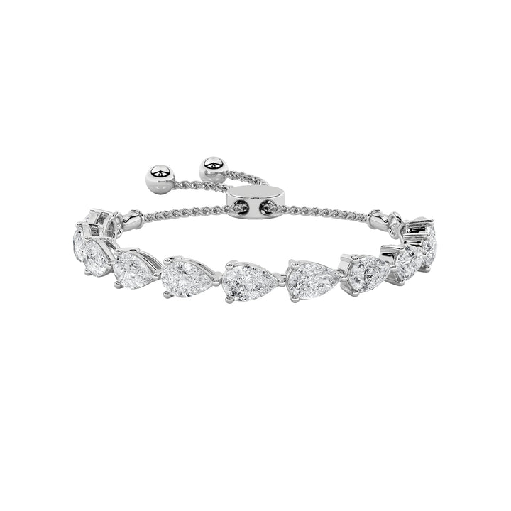 3.5CTW Pear Shaped Lab Grown Diamond (F/VS) Bolo Bracelet in 14K Gold