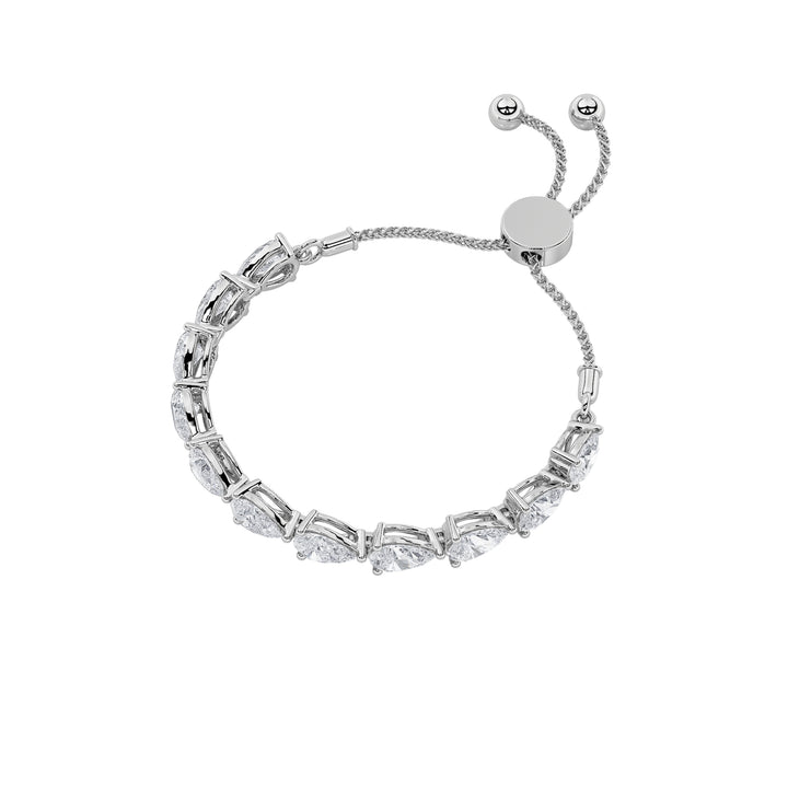 3.5CTW Pear Shaped Lab Grown Diamond (F/VS) Bolo Bracelet in 14K Gold