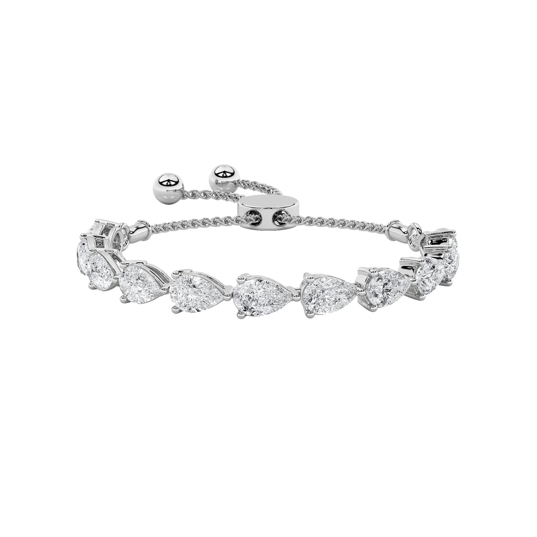 3.5CTW Pear Shaped Lab Grown Diamond (F/VS) Bolo Bracelet in 14K Gold