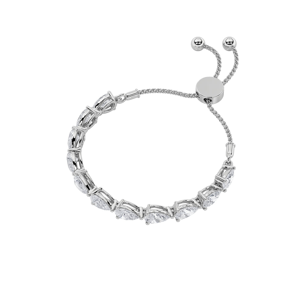 3.5CTW Pear Shaped Lab Grown Diamond (F/VS) Bolo Bracelet in 14K Gold
