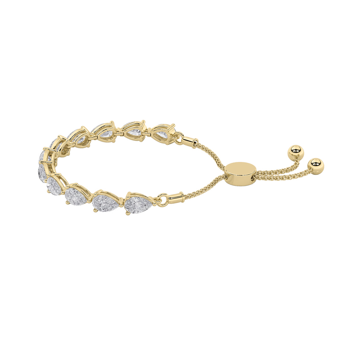 3.5CTW Pear Shaped Lab Grown Diamond (F/VS) Bolo Bracelet in 14K Gold
