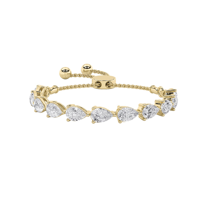 3.5CTW Pear Shaped Lab Grown Diamond (F/VS) Bolo Bracelet in 14K Gold