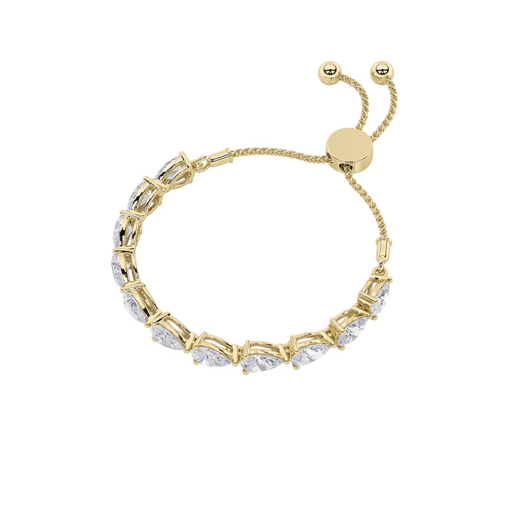 3.5CTW Pear Shaped Lab Grown Diamond (F/VS) Bolo Bracelet in 14K Gold