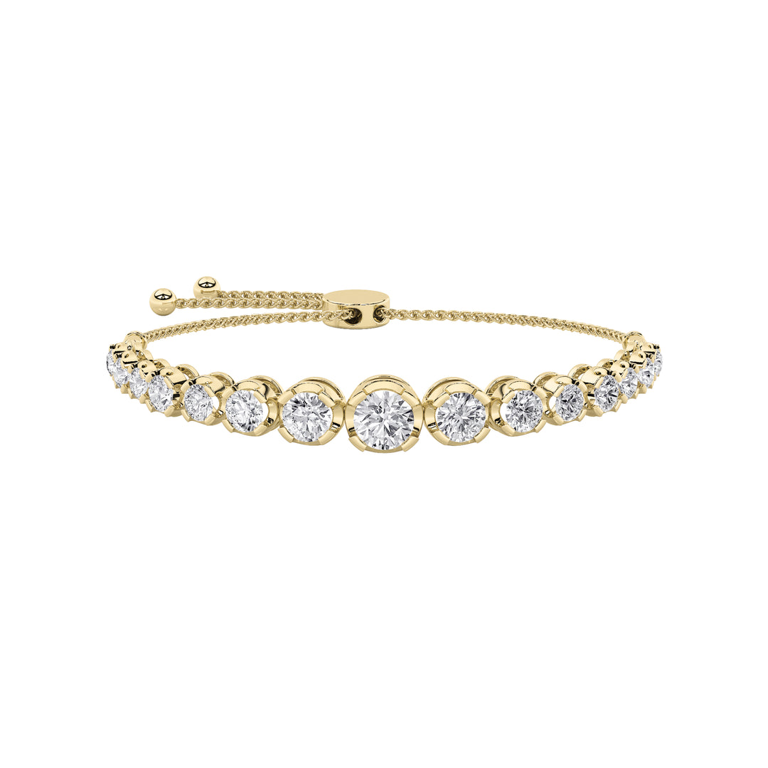 3.5CTW Round Shaped Lab Grown Diamond (F/VS) Bolo Bracelet in 14K Gold