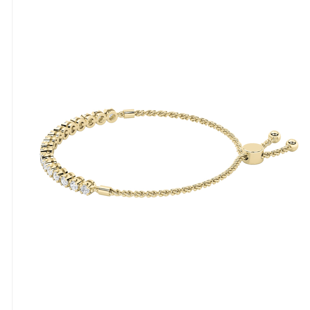 1CTW Round Shaped Lab Grown Diamond (F/VS) Bolo Bracelet in 14K Gold