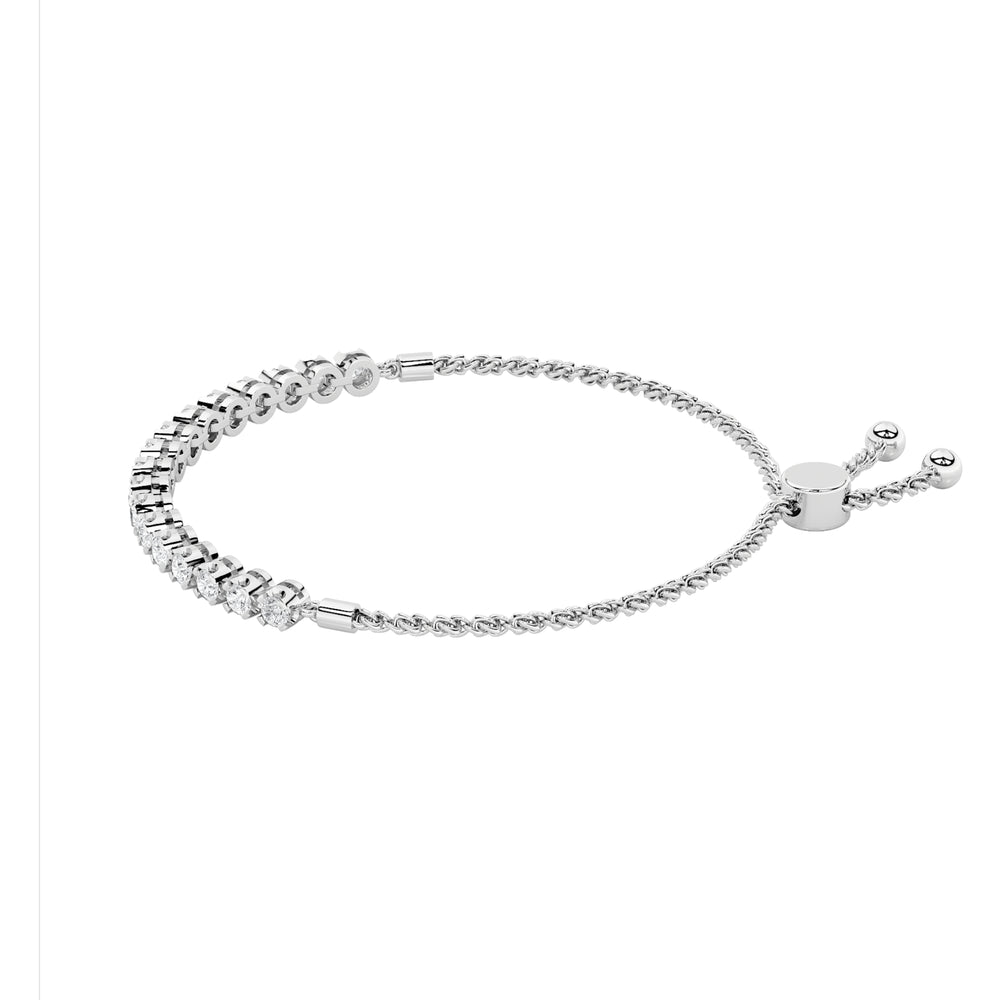 2CTW Round Shaped Lab Grown Diamond (F/VS) Bolo Bracelet in 14K Gold