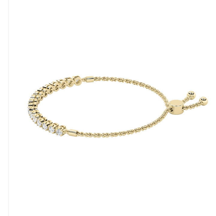 2CTW Round Shaped Lab Grown Diamond (F/VS) Bolo Bracelet in 14K Gold