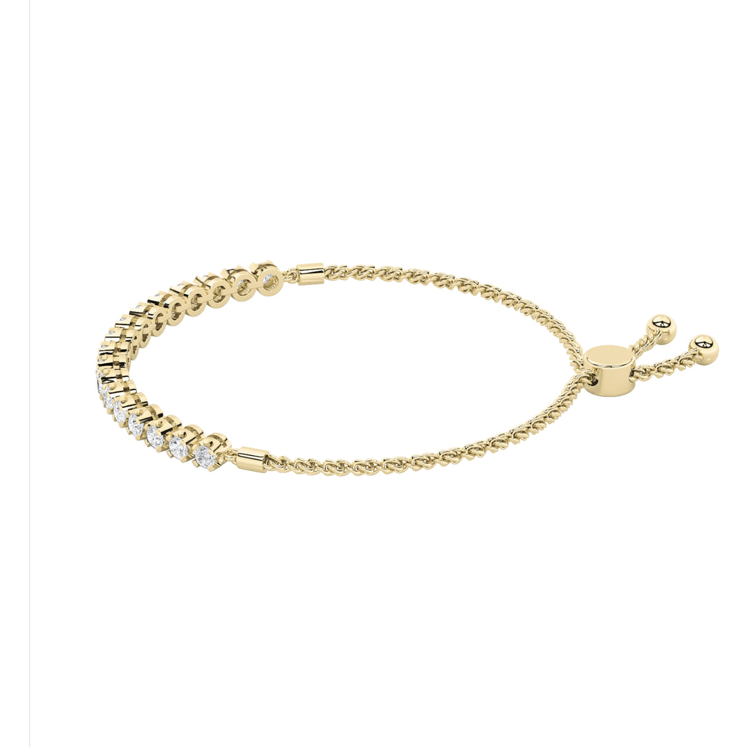 2CTW Round Shaped Lab Grown Diamond (F/VS) Bolo Bracelet in 14K Gold