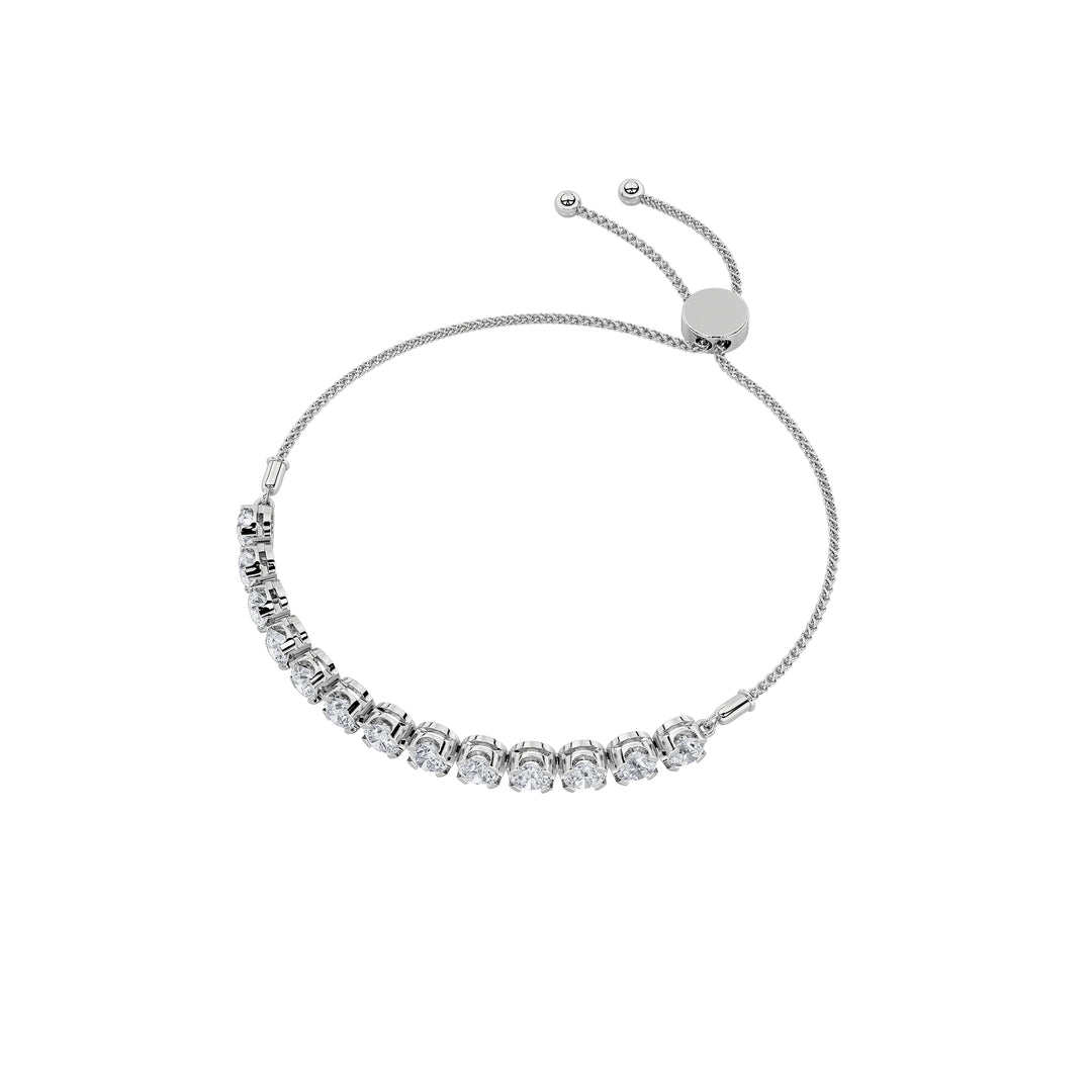2.5CTW Round Shaped Lab Grown Diamond (F/VS) Bolo Bracelet in 14K Gold