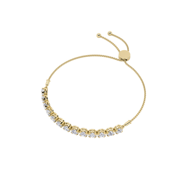 2.5CTW Round Shaped Lab Grown Diamond (F/VS) Bolo Bracelet in 14K Gold