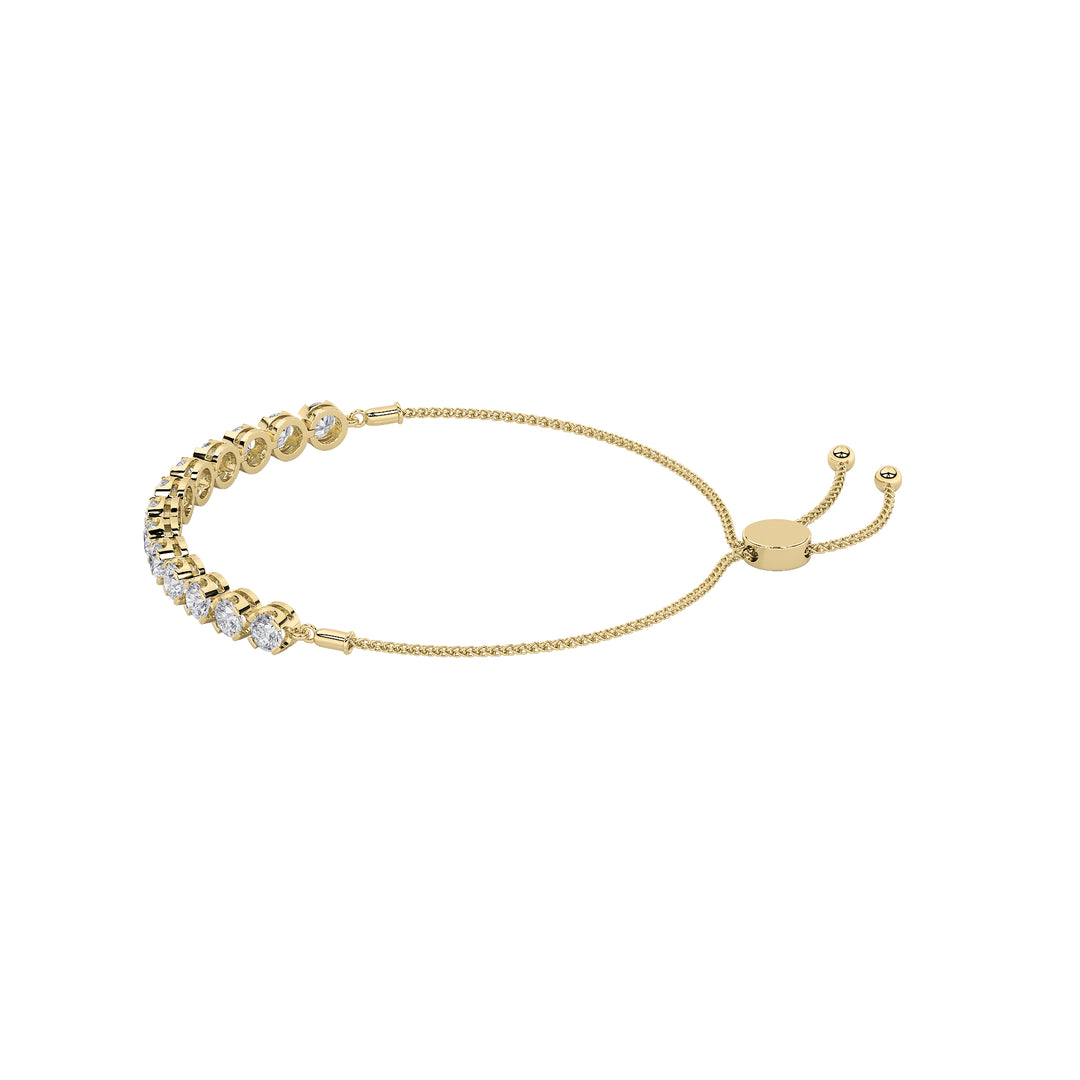 2.5CTW Round Shaped Lab Grown Diamond (F/VS) Bolo Bracelet in 14K Gold