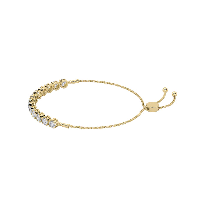 2.5CTW Round Shaped Lab Grown Diamond (F/VS) Bolo Bracelet in 14K Gold