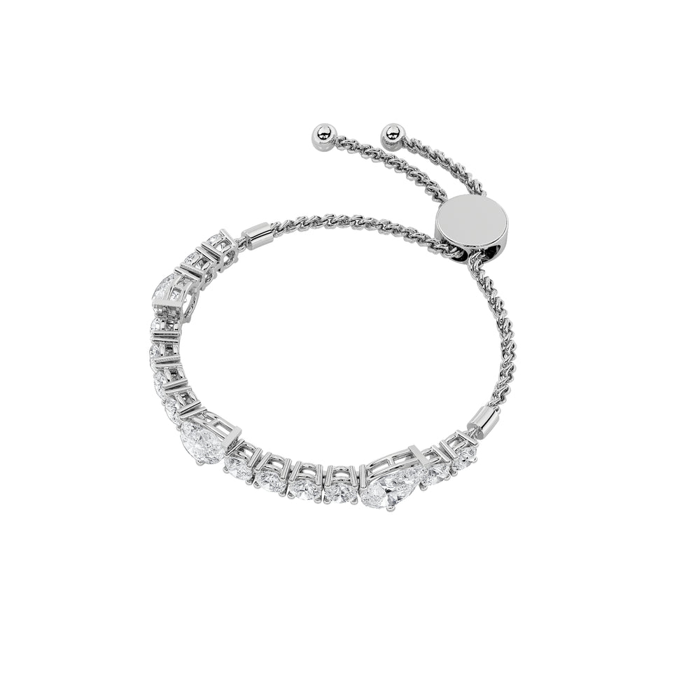 4.5CTW Pear Shaped Lab Grown Diamond (F/VS) Bolo Bracelet in 14K Gold