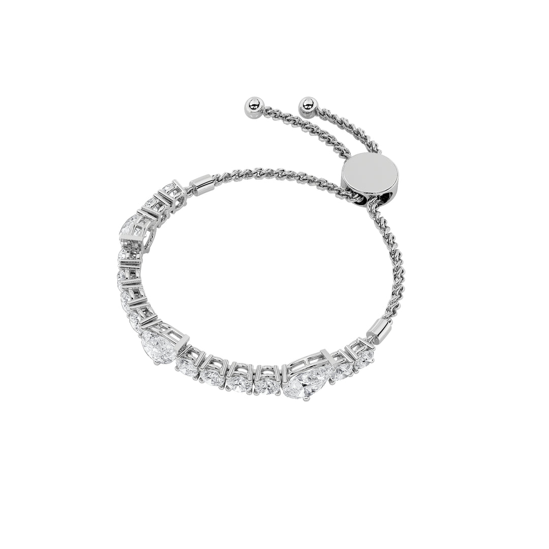 4.5CTW Pear Shaped Lab Grown Diamond (F/VS) Bolo Bracelet in 14K Gold