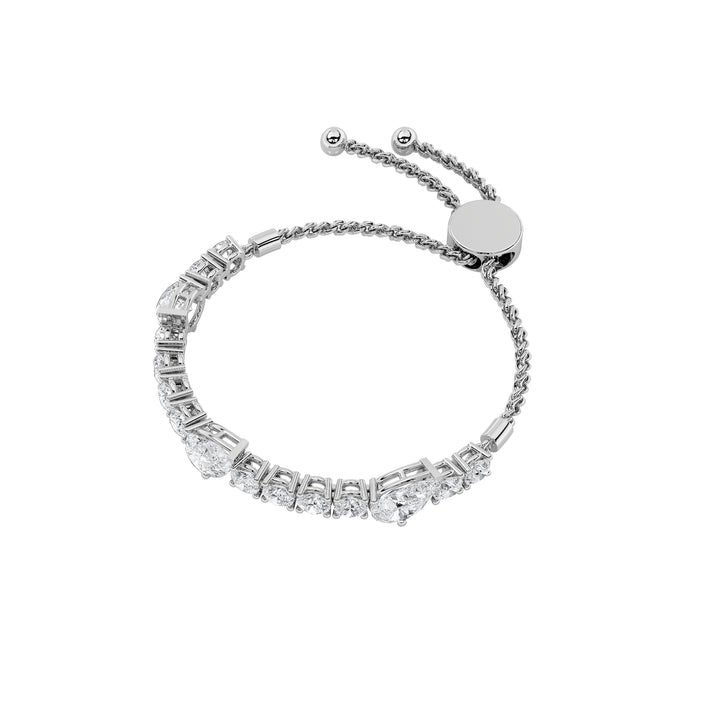 4.5CTW Pear Shaped Lab Grown Diamond (F/VS) Bolo Bracelet in 14K Gold