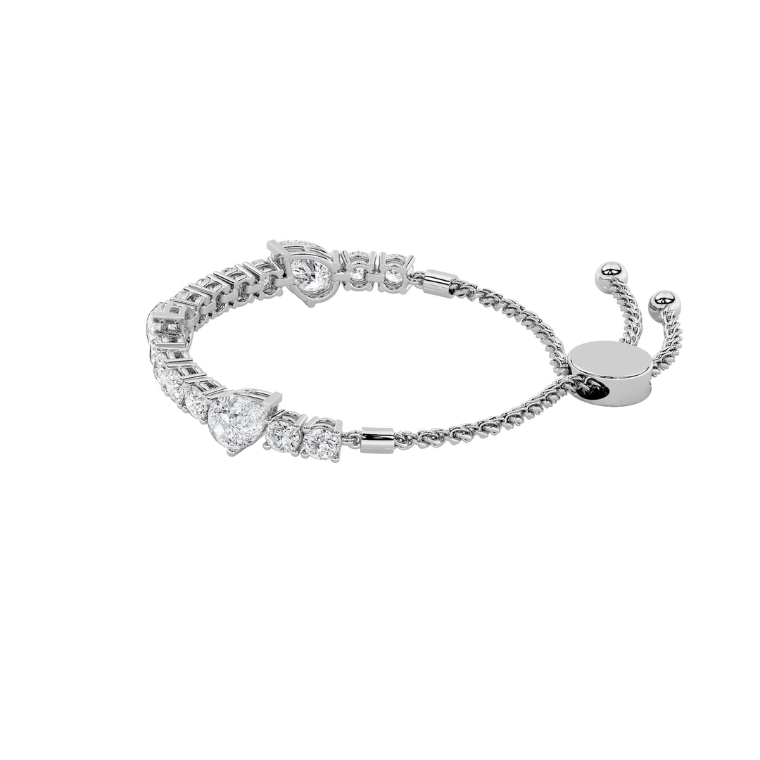 4.5CTW Pear Shaped Lab Grown Diamond (F/VS) Bolo Bracelet in 14K Gold