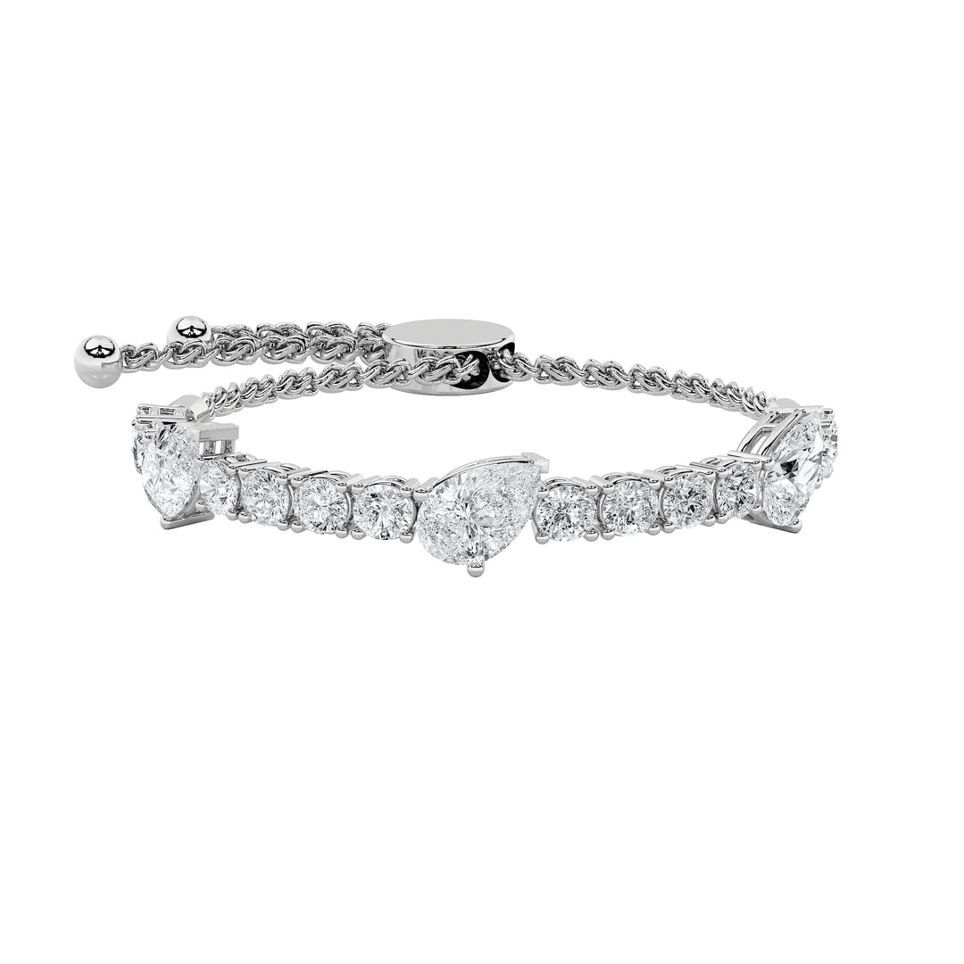 4.5CTW Pear Shaped Lab Grown Diamond (F/VS) Bolo Bracelet in 14K Gold
