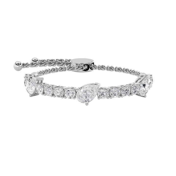 4.5CTW Pear Shaped Lab Grown Diamond (F/VS) Bolo Bracelet in 14K Gold