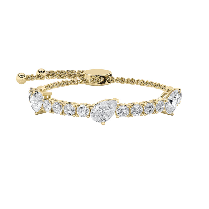 4.5CTW Pear Shaped Lab Grown Diamond (F/VS) Bolo Bracelet in 14K Gold