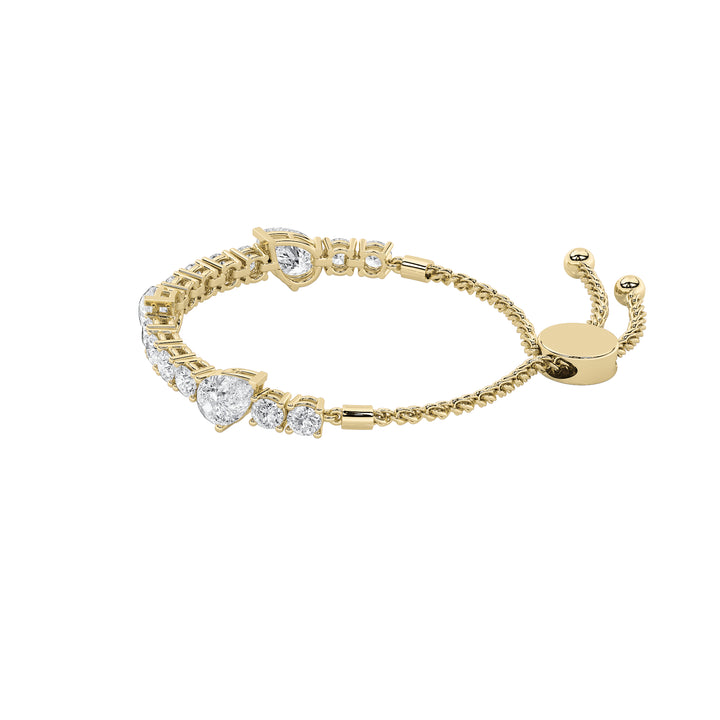 4.5CTW Pear Shaped Lab Grown Diamond (F/VS) Bolo Bracelet in 14K Gold