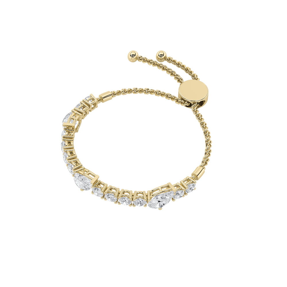 4.5CTW Pear Shaped Lab Grown Diamond (F/VS) Bolo Bracelet in 14K Gold