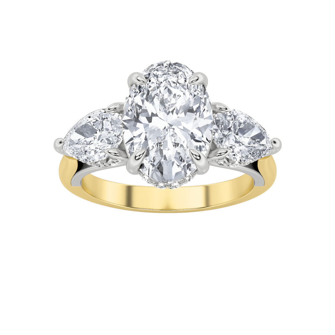 14K White Gold 4ct Lab Diamond Oval Engagement Ring