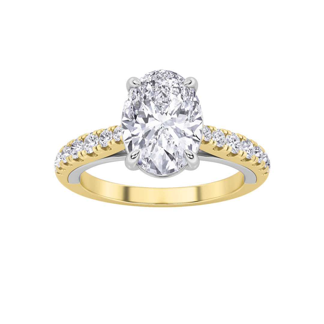 14K WY 2ct Lab Diamond Oval Solitaire Engagement Ring