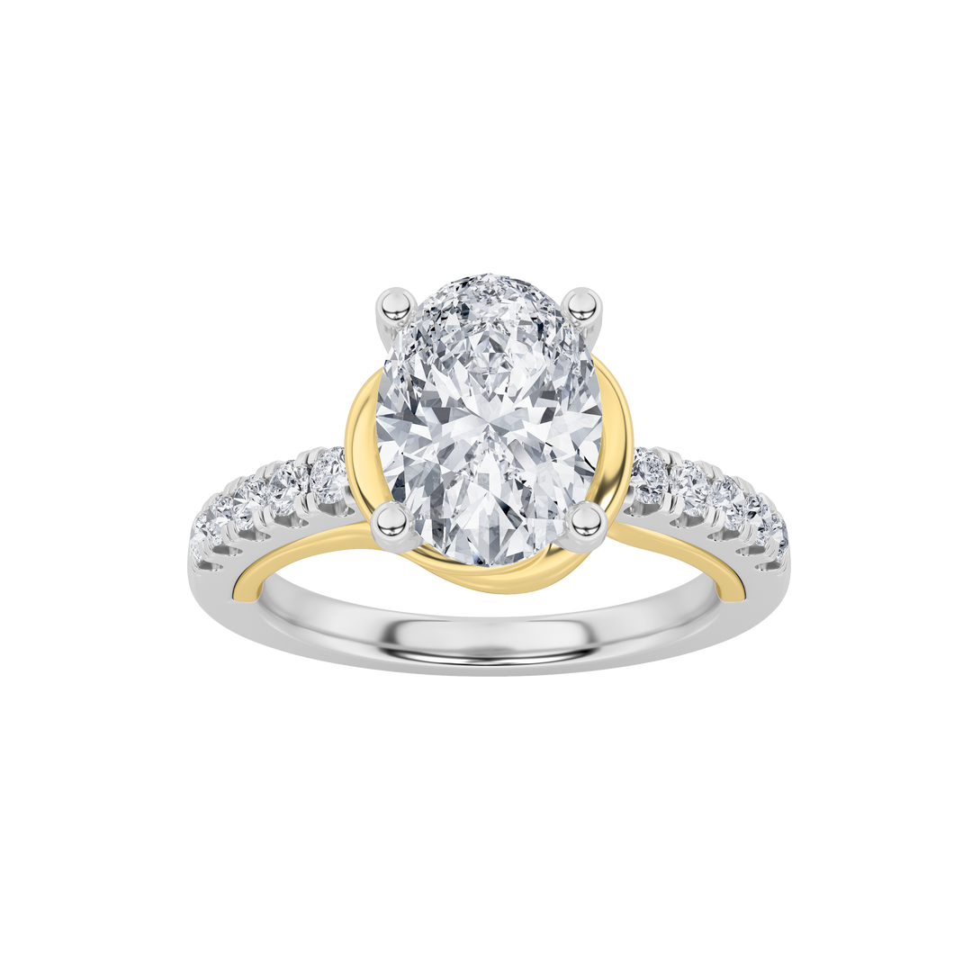 14K WY 4.50ct Lab Diamond Oval Solitaire Ring