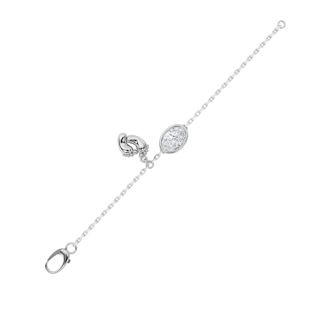 1CTW Oval Shaped Lab Grown Diamond (F/VS) Bolo Bracelet in 14K Gold