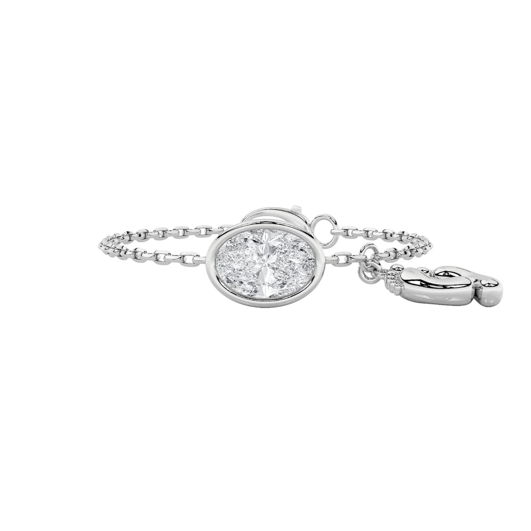 1CTW Oval Shaped Lab Grown Diamond (F/VS) Bolo Bracelet in 14K Gold