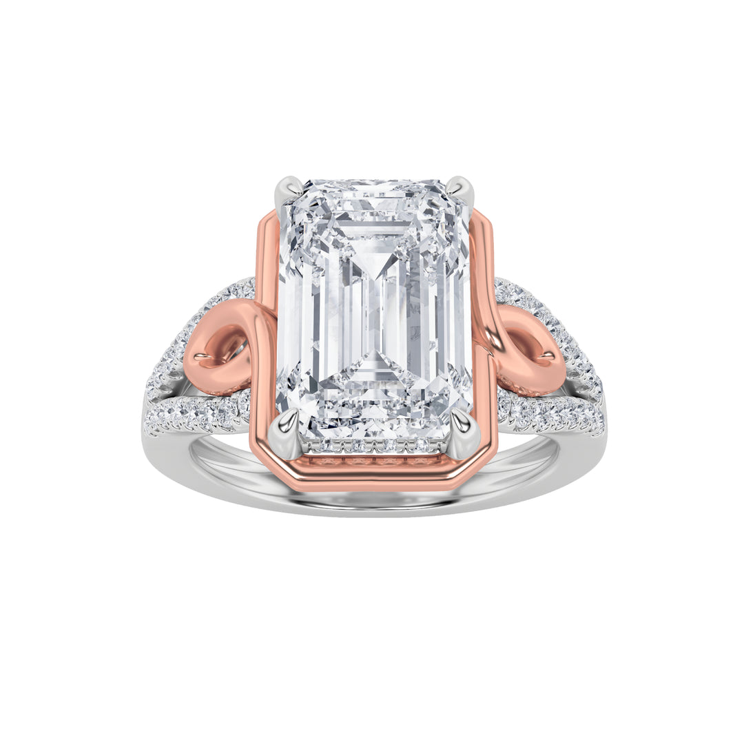 14K White Gold Lab Diamond Emerald Ring 4.27ct