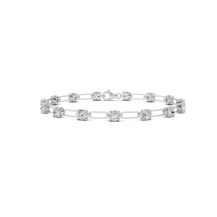 3CTW Round Shaped Lab Grown Diamond (F/VS) Station Bracelet in 14K Gold