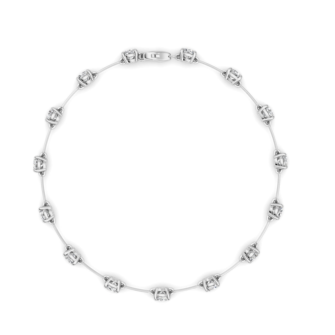 3CTW Round Shaped Lab Grown Diamond (F/VS) Station Bracelet in 14K Gold
