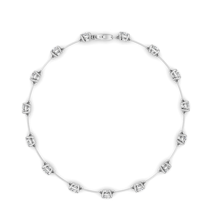 3CTW Round Shaped Lab Grown Diamond (F/VS) Station Bracelet in 14K Gold