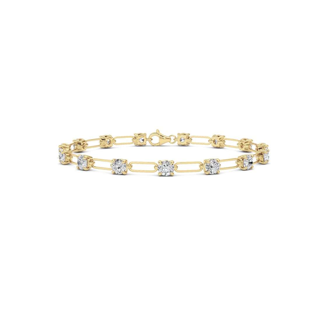 3CTW Round Shaped Lab Grown Diamond (F/VS) Station Bracelet in 14K Gold