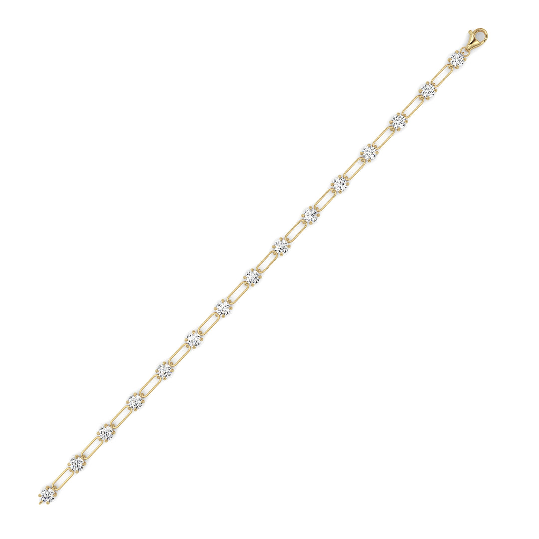 3CTW Round Shaped Lab Grown Diamond (F/VS) Station Bracelet in 14K Gold
