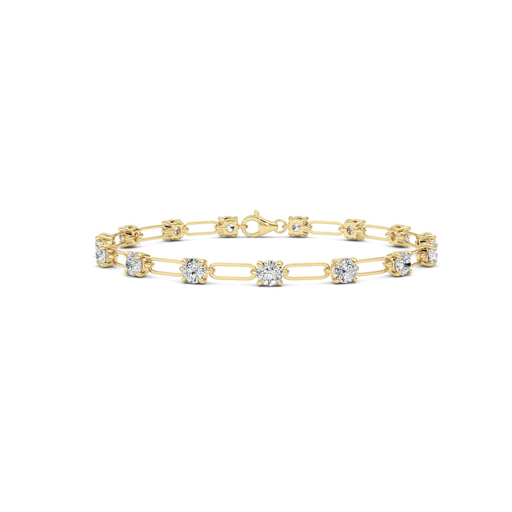 3CTW Round Shaped Lab Grown Diamond (F/VS) Station Bracelet in 14K Gold