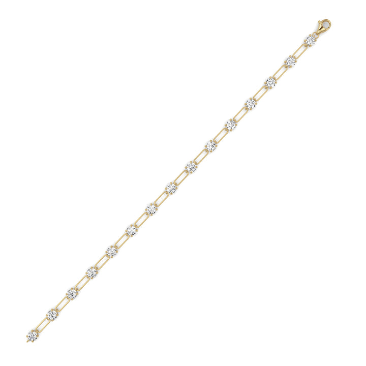 3CTW Round Shaped Lab Grown Diamond (F/VS) Station Bracelet in 14K Gold