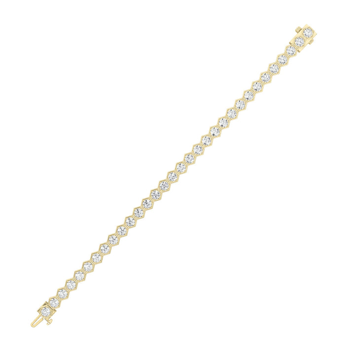 10CTW Round Shaped Lab Grown Diamond (F/VS) Bracelet in 14K Gold