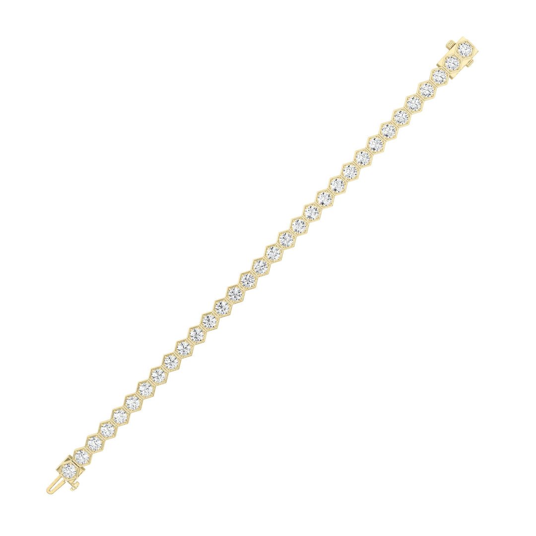 10CTW Round Shaped Lab Grown Diamond (F/VS) Bracelet in 14K Gold