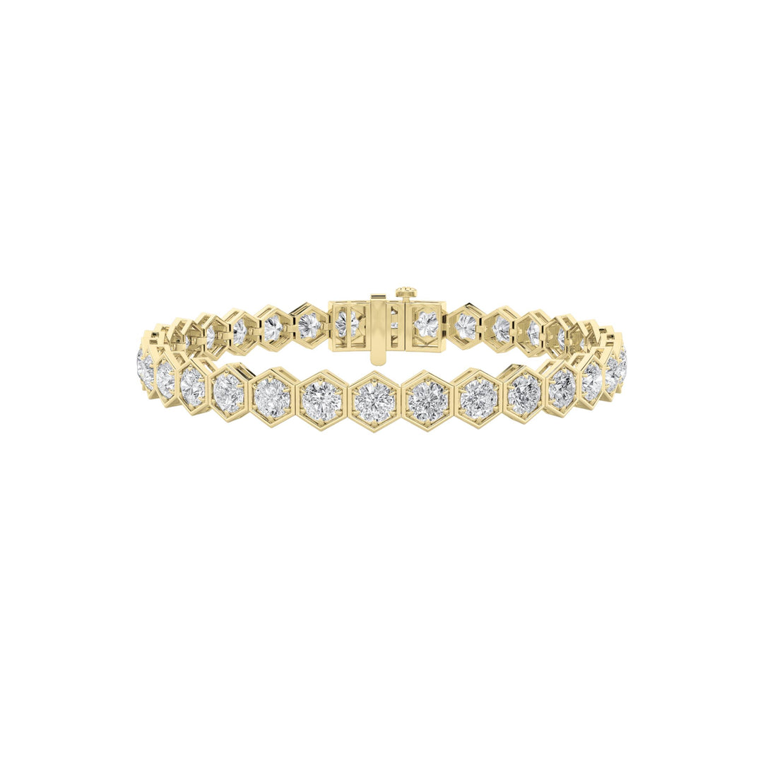 10CTW Round Shaped Lab Grown Diamond (F/VS) Bracelet in 14K Gold